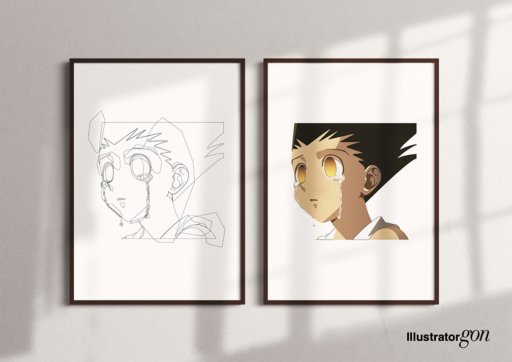 Gon à la plume,mockup, illustrator