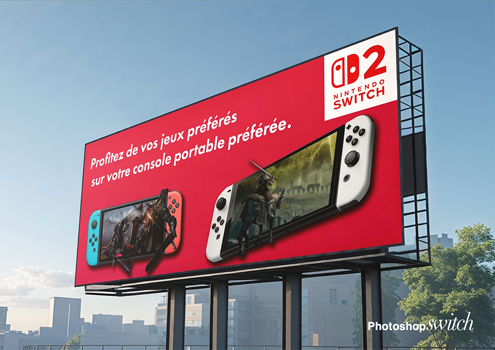 Publicité Nintendo Switch – mockup panneau urbain